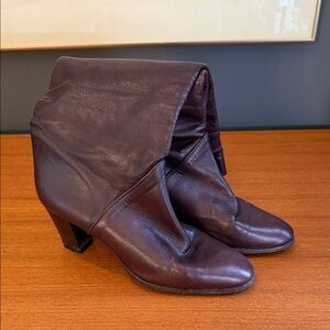 Women's  lamb Leather Booties in Dark burgundy  Italian made